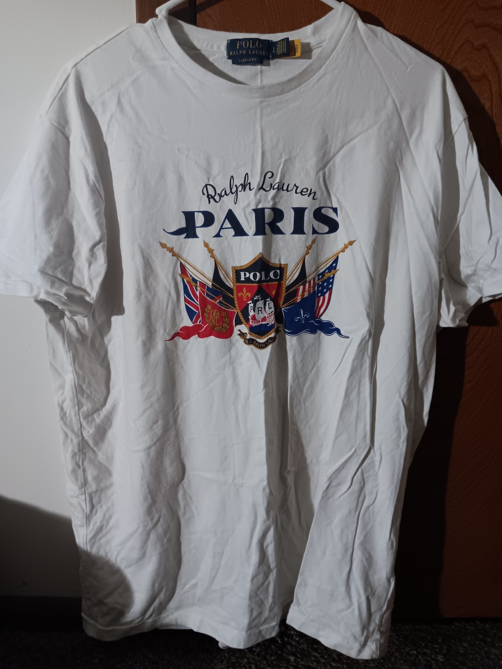 Ralph Lauren White Short-Sleeve T-Shirt with Paris Polo Crest